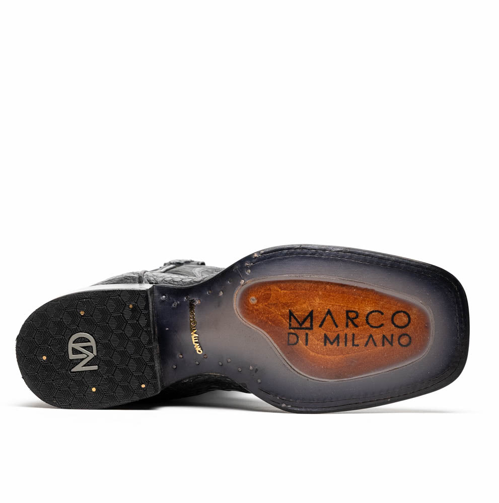 Marco Di Milano Tuscon Stone Gray Caiman Crocodile Square Toe Cowboy Boots