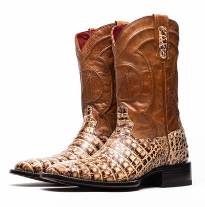 Marco Di Milano Tuscon Stone Orix Caiman Crocodile Square Toe Cowboy Boots 3   - from alligatorwarehouse.com