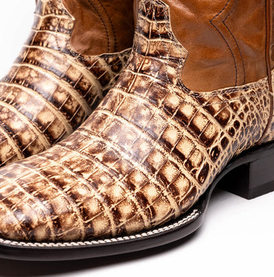 Marco Di Milano Tuscon Stone Orix Caiman Crocodile Square Toe Cowboy Boots 4   - from alligatorwarehouse.com