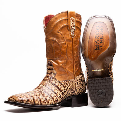 Marco Di Milano Tuscon Stone Orix Caiman Crocodile Square Toe Cowboy Boots 1   - from alligatorwarehouse.com