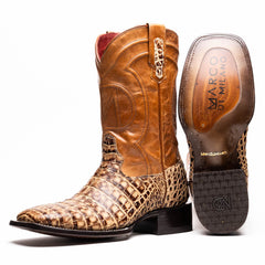Marco Di Milano Tuscon Stone Orix Caiman Crocodile Square Toe Cowboy Boots