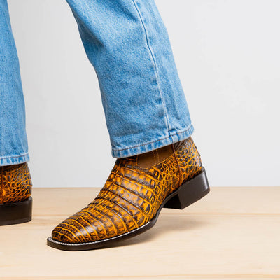 Marco Di Milano Tuscon Mustard Brown Caiman Square Toe Cowboy Boots 10   - from alligatorwarehouse.com