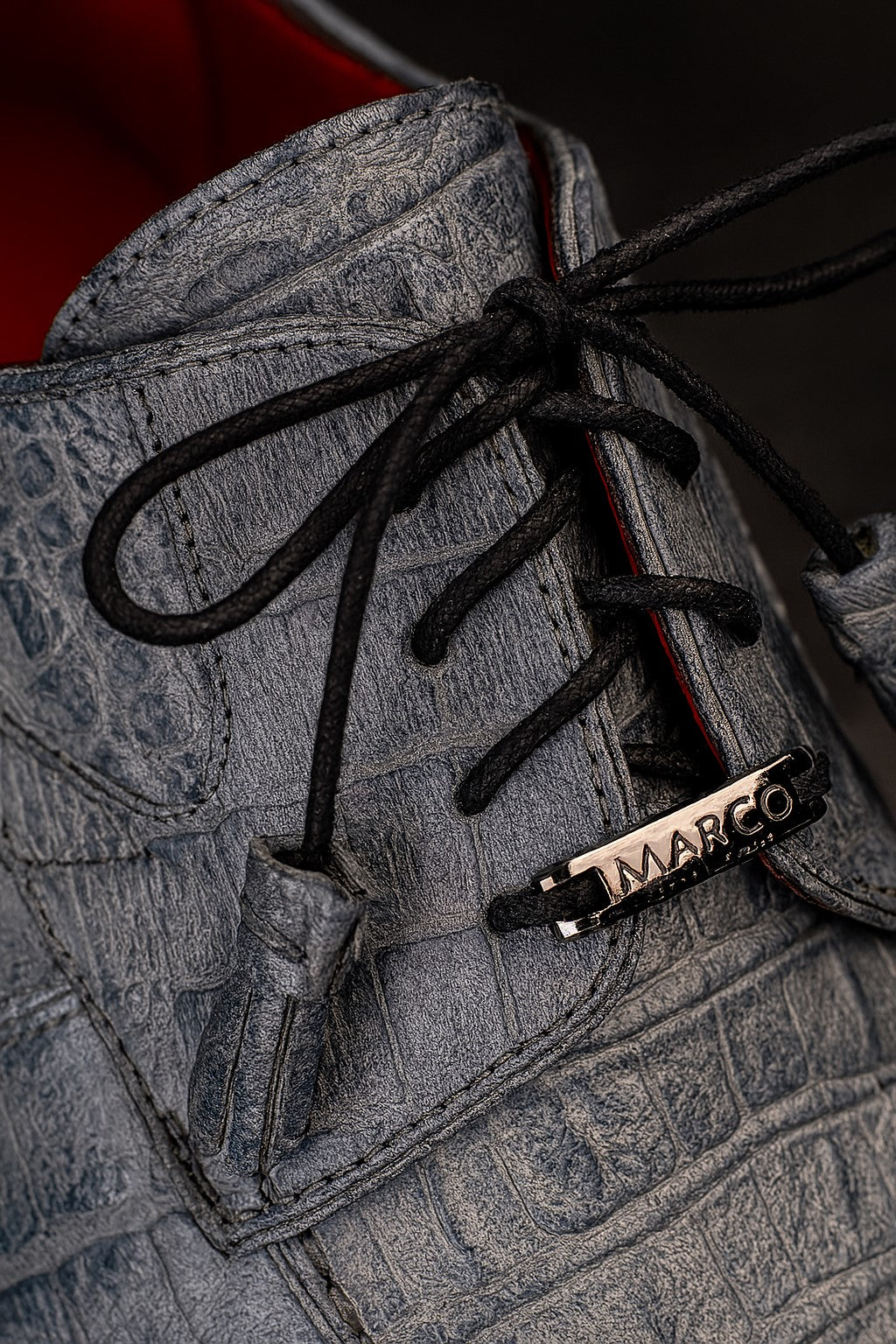 Marco Di Milano Tulum Gray Exotic Crocodile Derby Oxfords