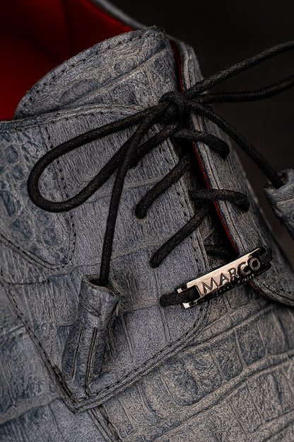 Marco Di Milano Tulum Gray Exotic Crocodile Derby Oxfords