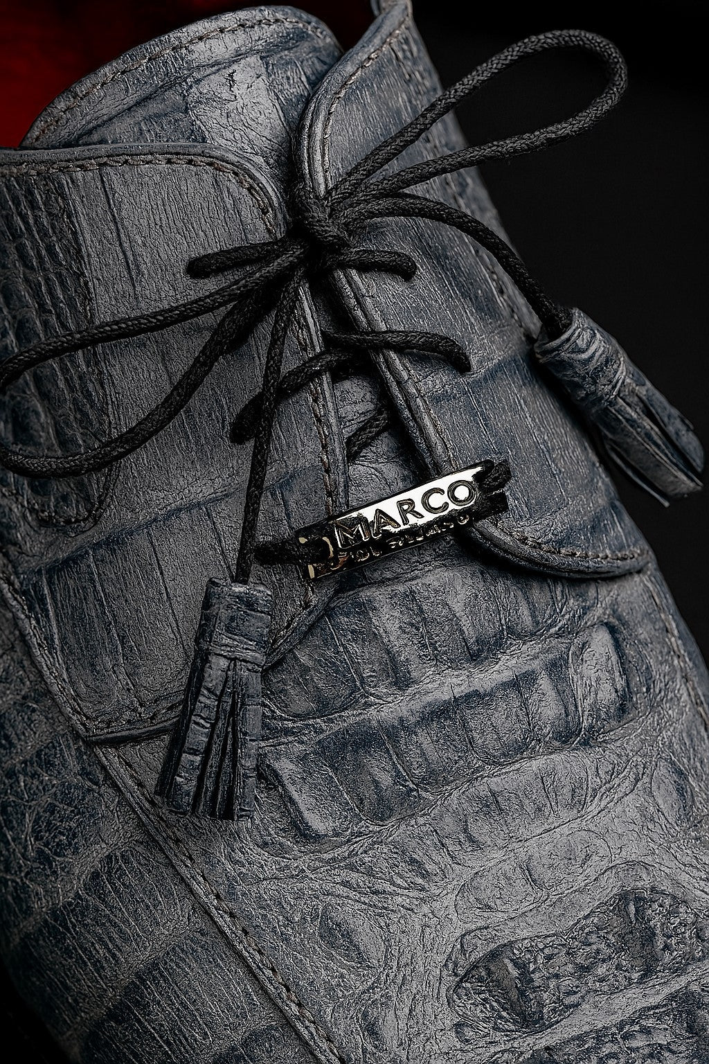 Marco Di Milano Tulum Gray Exotic Crocodile Derby Oxfords