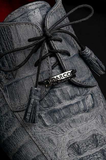 Marco Di Milano Tulum Gray Exotic Crocodile Derby Oxfords