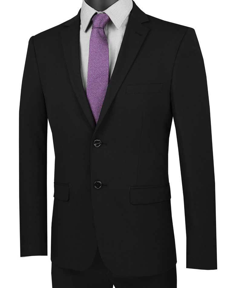Ultra Slim Fit Stretch 2 Piece Suit Color Black 1 SO1USDX-1_Black_36S  - from alligatorwarehouse.com