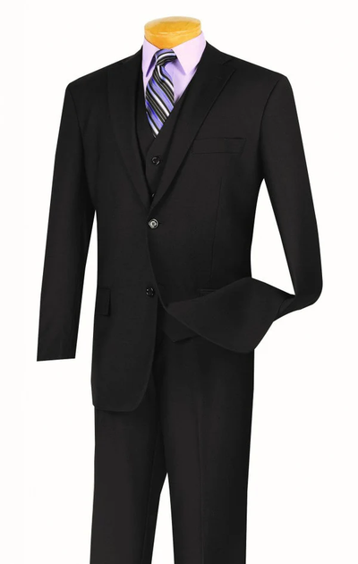 Naples Collection - Black Modern Fit Double Breasted Windowpane Peak Lapel 2 Piece Suit 1 SO1MDW-1_BLACK_42R  - from alligatorwarehouse.com