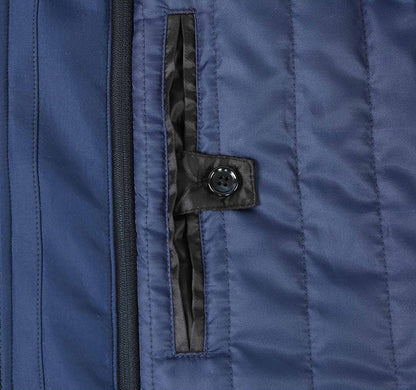 Navy Slim Fit Wool Blend Short Coat with Detachable Full Zipper