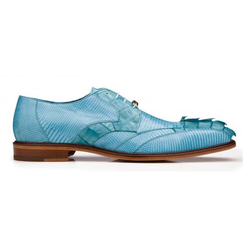 Belvedere Valter Summer Blue Genuine Caiman Crocodile and Lizard Dress Shoes