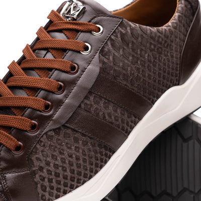 Marco Di Milano Verona Python & Calfskin Sneakers Brown