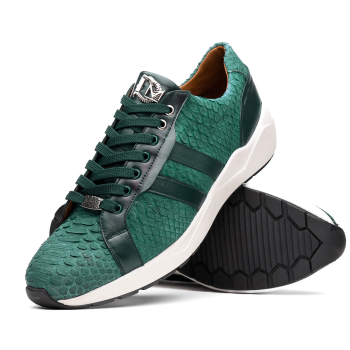 Marco Di Milano Verona Python & Calfskin Sneakers Green