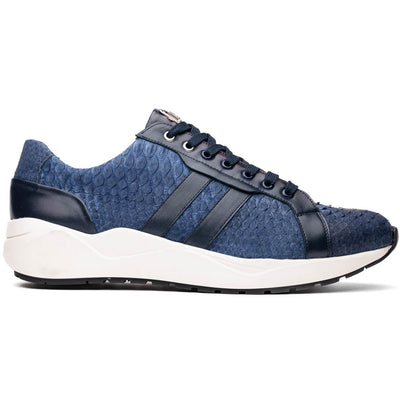 Marco Di Milano Verona Navy Python & Calfskin Sneakers 1 VERONA_PYTHON_NAVY_8  - from alligatorwarehouse.com
