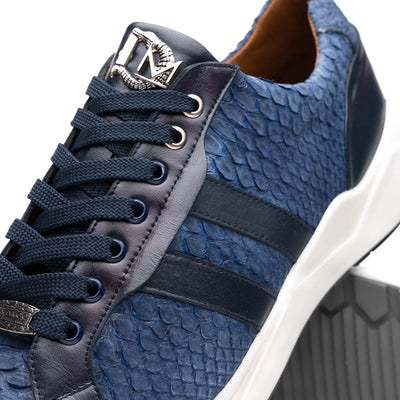 Marco Di Milano Verona Navy Python & Calfskin Sneakers 3 VERONA_PYTHON_NAVY_8  - from alligatorwarehouse.com