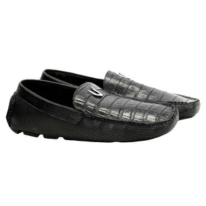Vestigium Caiman Belly Driving Loafers Black - Black Caiman Belly men's driving loafer