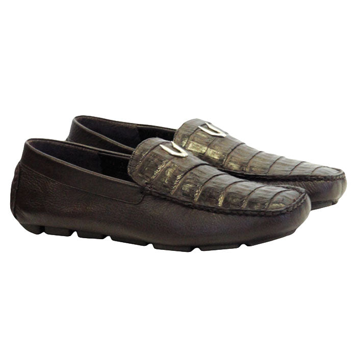 Vestigium Caiman Belly Driving Loafers Brown - Brown Caiman Belly men's driving loafer