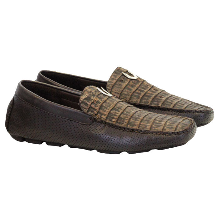 Vestigium Caiman Belly Driving Loafers Sanded Brown - Sanded Brown Caiman Belly men's driving loafer