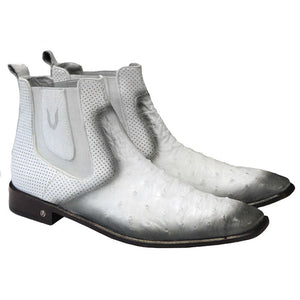 Vestigium Ostrich Chelsea Boots Faded White - Faded White