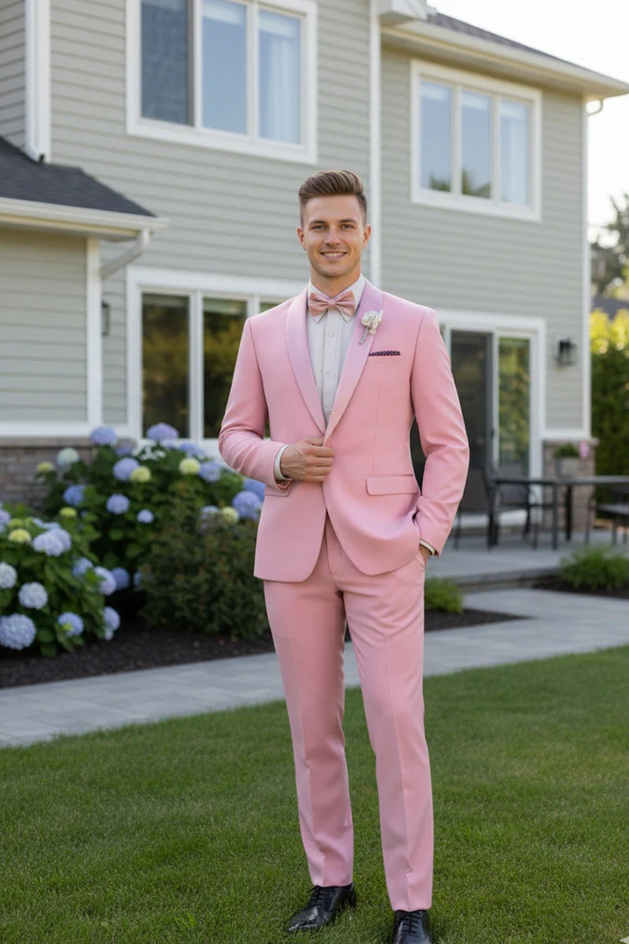 Dusty Rose Shawl Lapel Tuxedo by Spectrum – Elegant 3-Piece Formal Wear