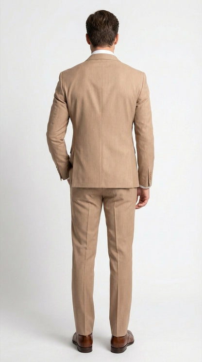 Vitali Tan Double Breasted Suit – Men’s 2 Piece Formal Suit for Wedding, Business and Special Events khaki beige color