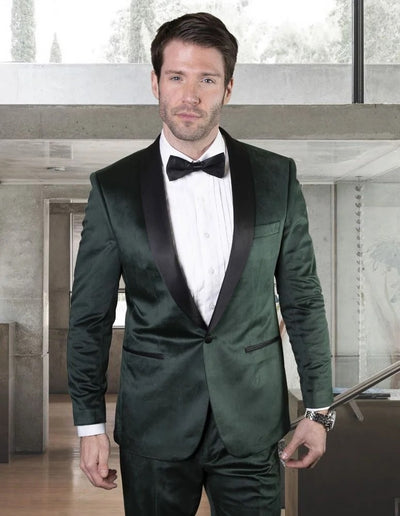 Statement Men's 2-Piece Suit – Luxurious Velvet Jacket 1 VL-100-HUNTER-34S  - from alligatorwarehouse.com