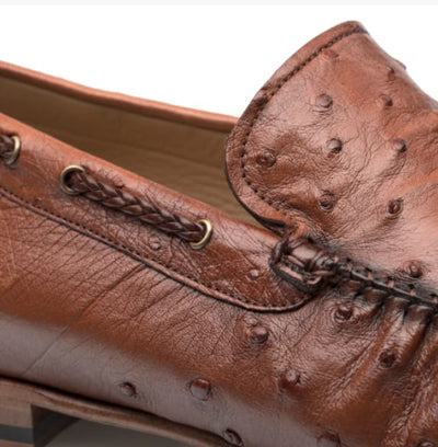 Genuine Ostrich Moccasin Slip On Brandy By Mezlan Made In Spain Brand 4   - from alligatorwarehouse.com