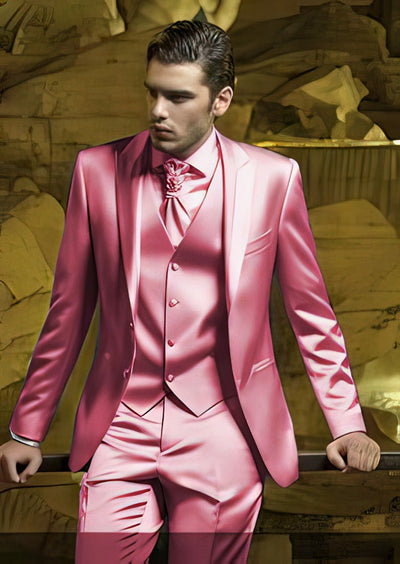 Mens Shiny Blazer - Rose Gold Sateen Vested Suit 1 XXXXXL-5XL-JA61720  - from alligatorwarehouse.com