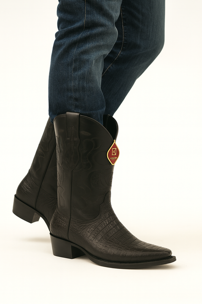 King Exotic Men's Caiman Belly Snip Toe Boots