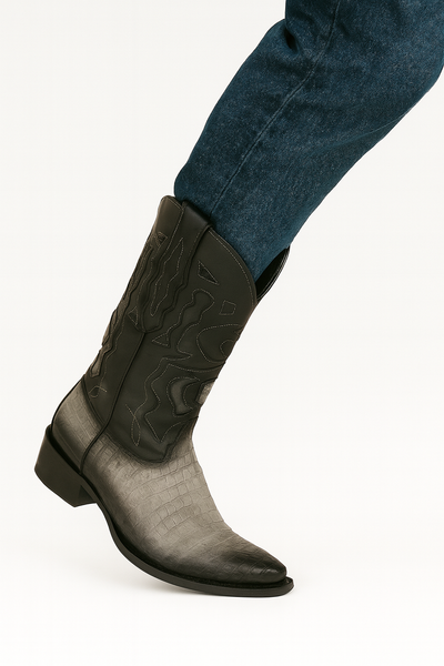 King Exotic Men's Caiman Belly Snip Toe Boots 35 -01  - from alligatorwarehouse.com