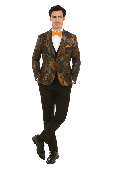 Western Tuxedo - Traje Para Hombre Novio - Cowboy Western Suit - Green and Brown Mix Pattern 4   - from alligatorwarehouse.com