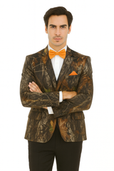 Western Tuxedo - Traje Para Hombre Novio - Cowboy Western Suit - Green and Brown Mix Pattern