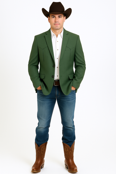Western Blazer - Saco Para Hombre - Mens Double Button Western Green Blazer 9   - from alligatorwarehouse.com