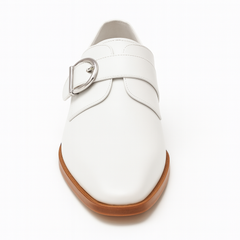 Mens Carrucci Classic Leather Fade Single D-Buckle Monk Strap Dress Shoe in Chestnut