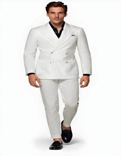 Linen Suit - Mens Summer Suits in White - Beach  Wedding 4 Button 1 L4-4602  - from alligatorwarehouse.com