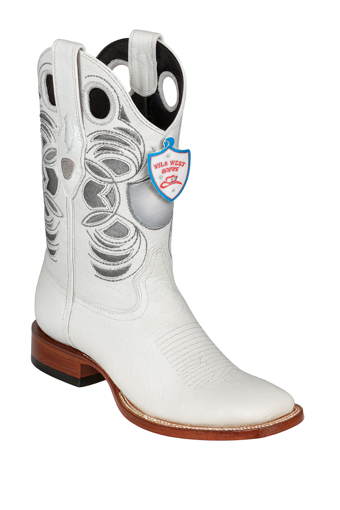 Wild West Botas de Panza de Avestruz Horma Square Toe White