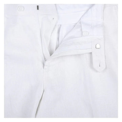 Mens Basic Two Button Classic Fit Linen Summer Suit in White 3 IO-3871  - from alligatorwarehouse.com