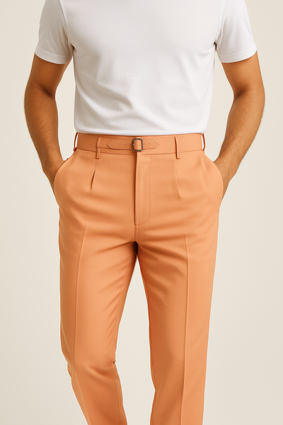 Tiglio Luxe Creamsicle Semi-Wide Leg Wool Marbella Dress Pants TL4013 2   - from alligatorwarehouse.com