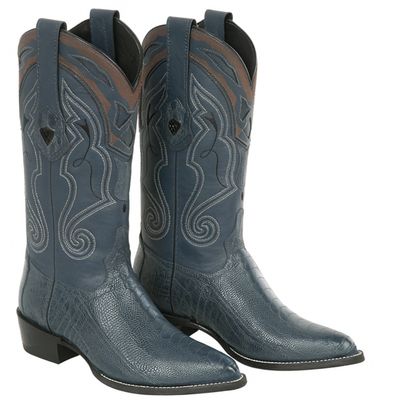 Blue Ostrich Cowboy Boots J-Toe