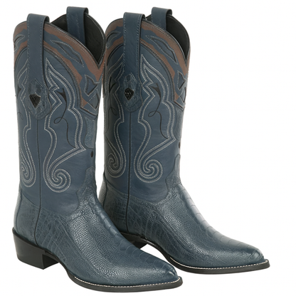 Blue Ostrich Cowboy Boots J-Toe
