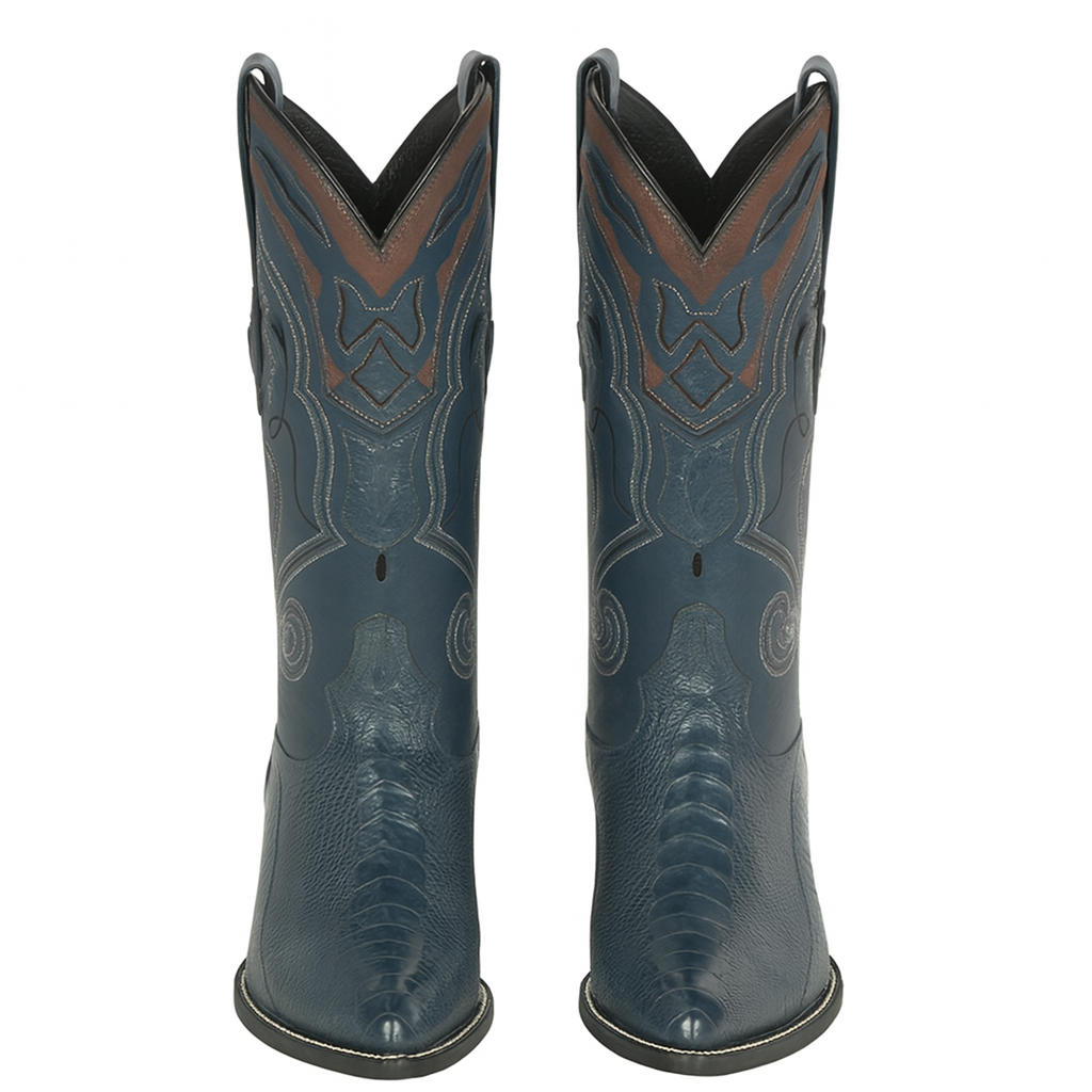 Blue Ostrich Cowboy Boots J-Toe