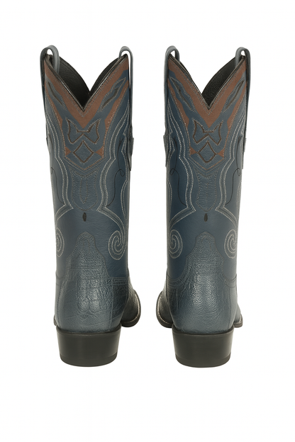 Blue Ostrich Cowboy Boots J-Toe