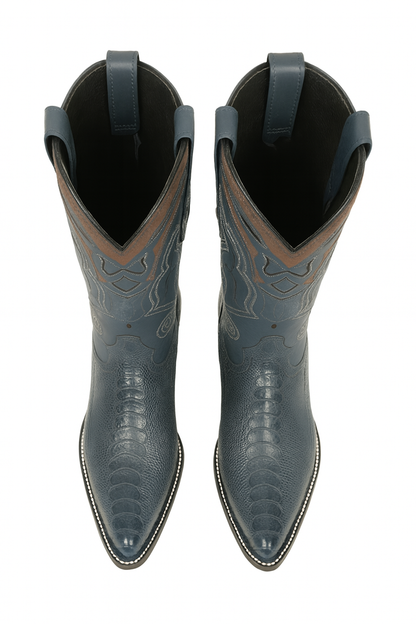 Blue Ostrich Cowboy Boots J-Toe