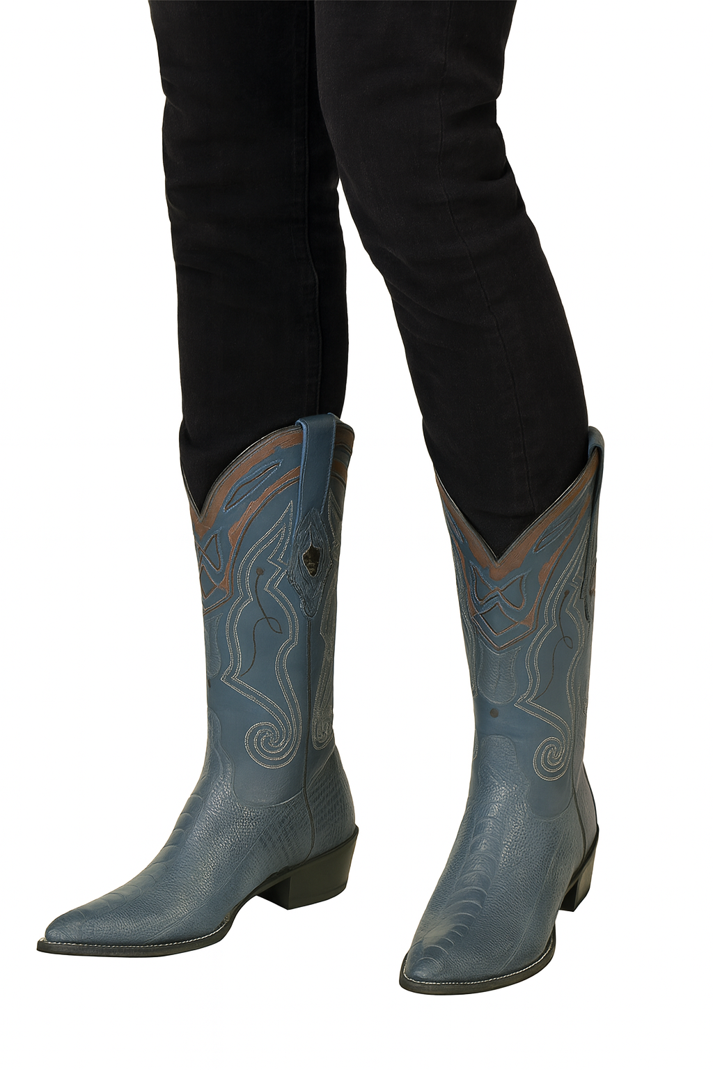 Blue Ostrich Cowboy Boots J-Toe