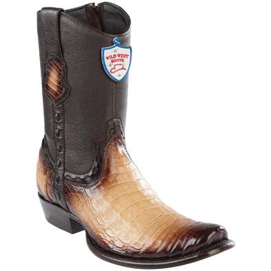 Men's Wild West Caiman Belly Dubai Toe Short Boots 279B82 2 279B8205-060  - from alligatorwarehouse.com