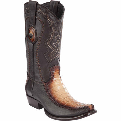 Men's Wild West Caiman Belly with Deer Dubai Toe Boots 279F82 2 279F8205-060  - from alligatorwarehouse.com