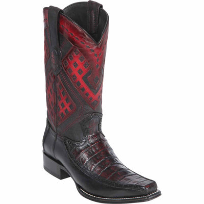 Men's Wild West Caiman Belly with Deer Square Toe Boots 276F82 8 276F8205-060  - from alligatorwarehouse.com