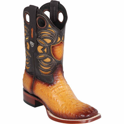 Men's Wild West Caiman Hornback Ranch Yellow Gold Toe Boots 282402 1 28240201-060  - from alligatorwarehouse.com
