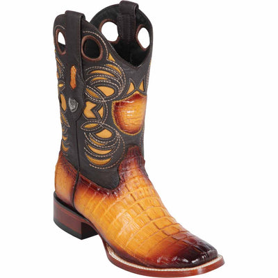 Men's Wild West Caiman Tail Ranch Yellow Gold Toe Boots 282401 1 28240101-060  - from alligatorwarehouse.com
