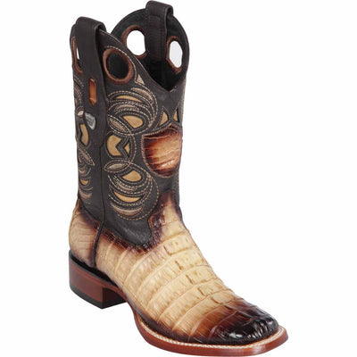 Men's Wild West Caiman Tail Ranch Yellow Gold Toe Boots 282401 2 28240101-060  - from alligatorwarehouse.com