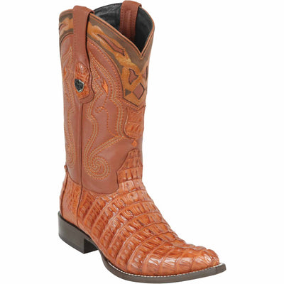 Yellow Gold Men's Wild West Caiman Tail Skin 3X Toe Boots 29501-A 2 2950102-060  - from alligatorwarehouse.com